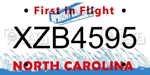 XZB4595 North Carolina License Plate