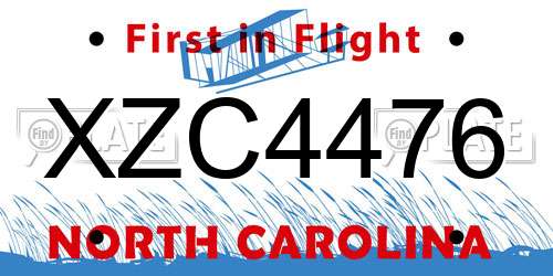 XZC4476 North Carolina License Plate