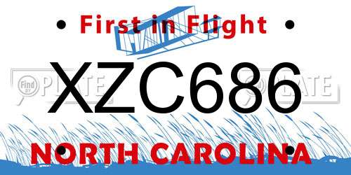 XZC686 North Carolina License Plate
