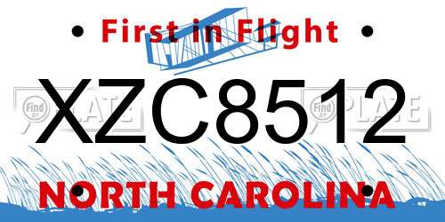 XZC8512 North Carolina License Plate