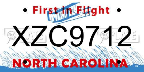 XZC9712 North Carolina License Plate