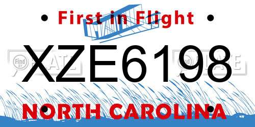 XZE6198 North Carolina License Plate