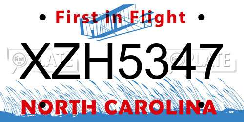 XZH5347 North Carolina License Plate