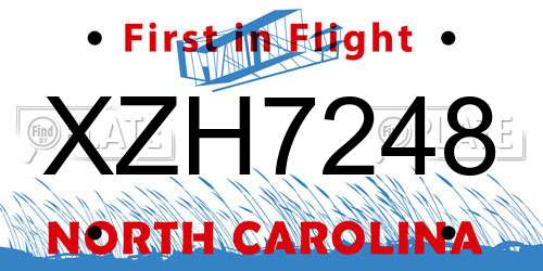 XZH7248 North Carolina License Plate