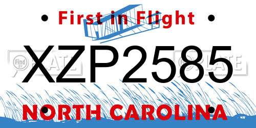 XZP2585 North Carolina License Plate
