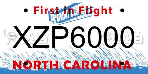 XZP6000 North Carolina License Plate