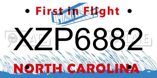 XZP6882 North Carolina License Plate