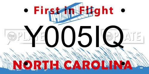 Y005IQ North Carolina License Plate