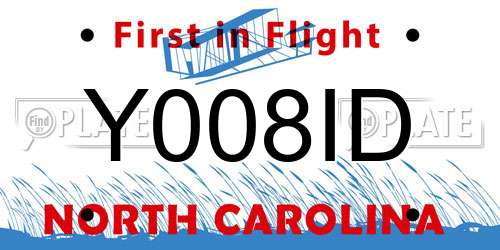 Y008ID North Carolina License Plate