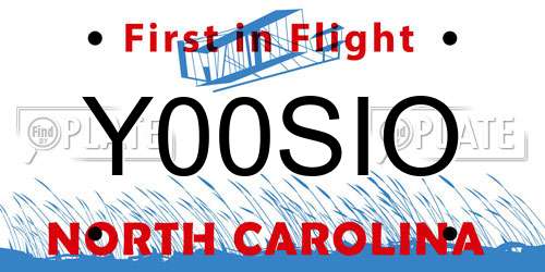 Y00SIO North Carolina License Plate