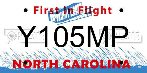 Y105MP North Carolina License Plate