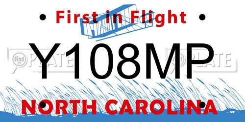 Y108MP North Carolina License Plate