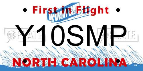 Y10SMP North Carolina License Plate