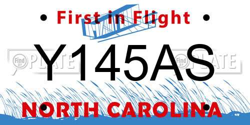 Y145AS North Carolina License Plate