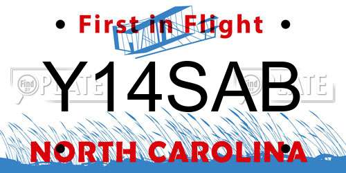 Y14SAB North Carolina License Plate