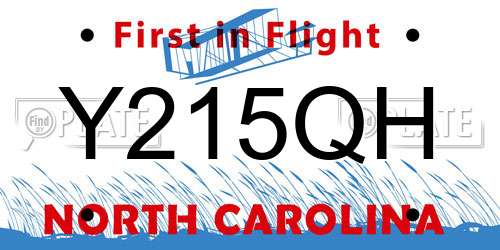 Y215QH North Carolina License Plate