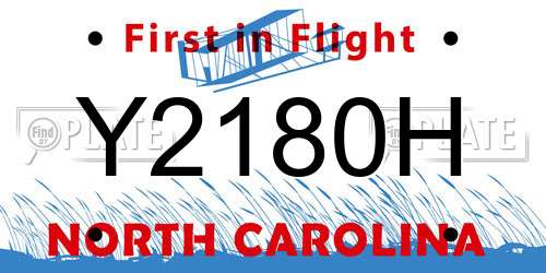 Y2180H North Carolina License Plate
