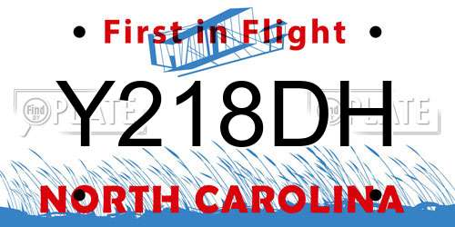 Y218DH North Carolina License Plate