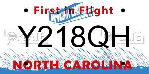 Y218QH North Carolina License Plate