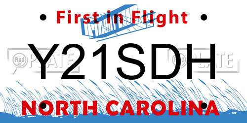 Y21SDH North Carolina License Plate