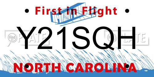Y21SQH North Carolina License Plate