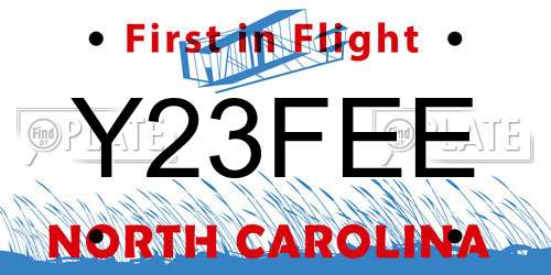 Y23FEE North Carolina License Plate