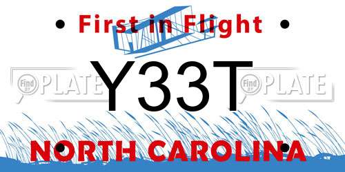 Y33T North Carolina License Plate