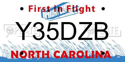 Y35DZB North Carolina License Plate