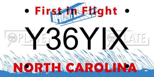 Y36YIX North Carolina License Plate