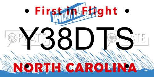 Y38DTS North Carolina License Plate