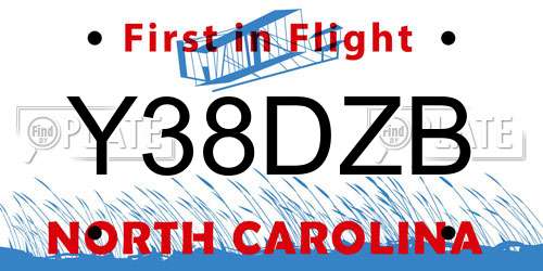 Y38DZB North Carolina License Plate