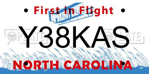 Y38KAS North Carolina License Plate