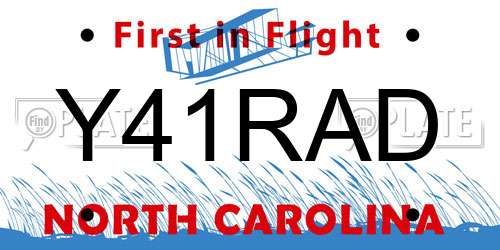 Y41RAD North Carolina License Plate