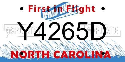 Y4265D North Carolina License Plate