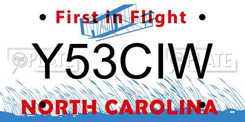 Y53CIW North Carolina License Plate
