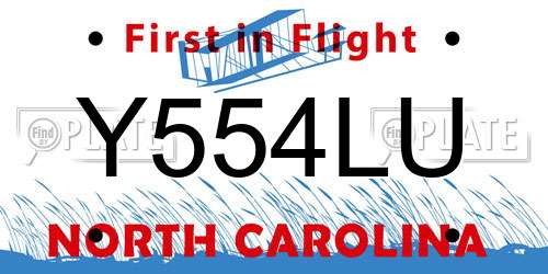 Y554LU North Carolina License Plate