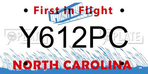 Y612PC North Carolina License Plate