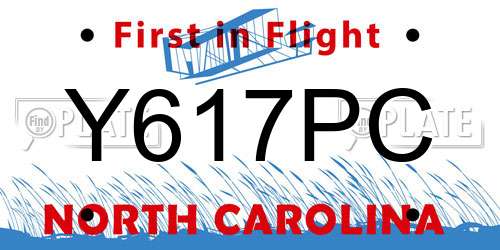 Y617PC North Carolina License Plate