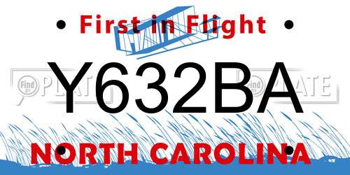 Y632BA North Carolina License Plate