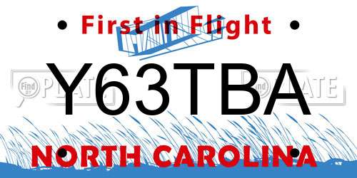 Y63TBA North Carolina License Plate