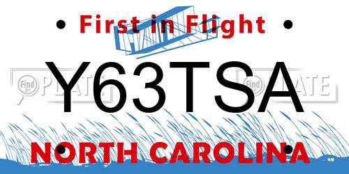 Y63TSA North Carolina License Plate