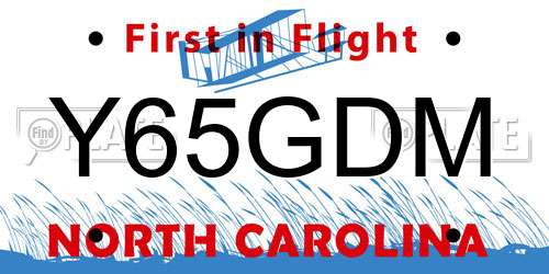 Y65GDM North Carolina License Plate