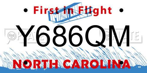 Y686QM North Carolina License Plate