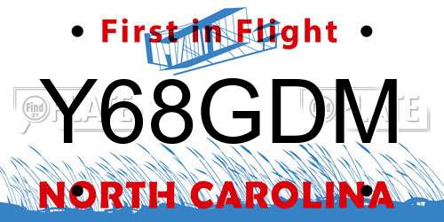 Y68GDM North Carolina License Plate