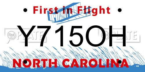 Y715OH North Carolina License Plate