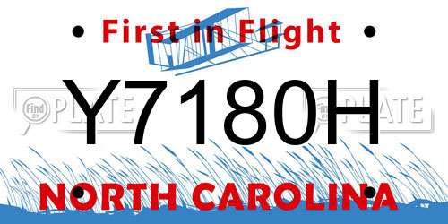 Y7180H North Carolina License Plate