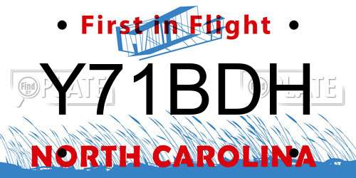 Y71BDH North Carolina License Plate