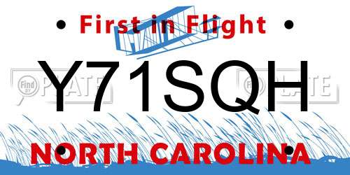 Y71SQH North Carolina License Plate