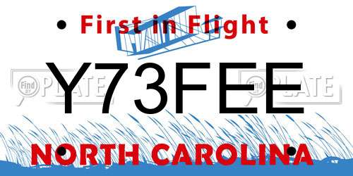 Y73FEE North Carolina License Plate