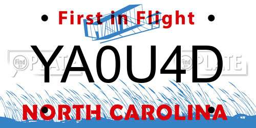 YA0U4D North Carolina License Plate